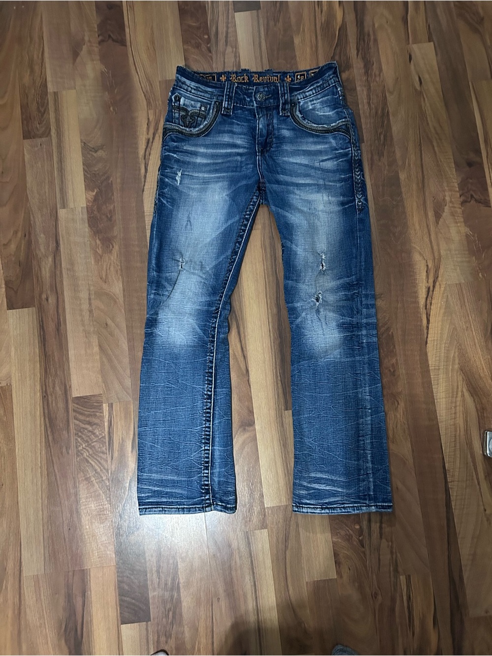 Rock Revival Men's Faded Blue Bootcut Jeans